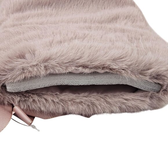 Victorias Secret Faux Fur Christmas Stocking Blush Pink Ribbon Pom Poms NWT - Picture 9 of 11